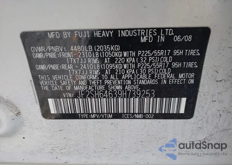 2009 Subaru Forester 2.5X Limited from USA, damaged, VIN JF2SH64639H739253